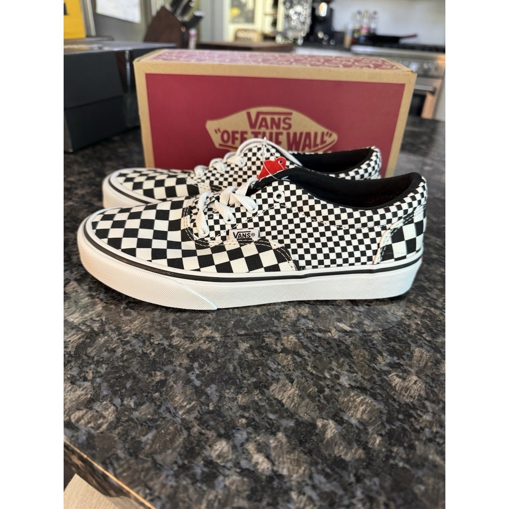 Vans Off‎ The Wall Shoes Sz 5 Youth Black White Check Sneakers 508731 Chessboard
